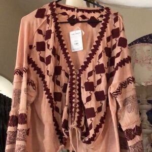 Free People Pink and Brown Southwestern Tunic